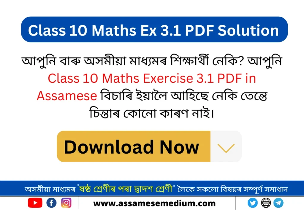Class 10 Maths Exercise 3.1 PDF in Assamese Medium