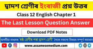 Read more about the article The Last Lesson Question Answer
