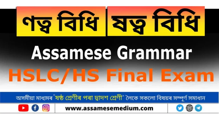 Read more about the article ণত্ব আৰু ষত্ব বিধিৰ নিয়ম আৰু প্ৰশ্ন উত্তৰ