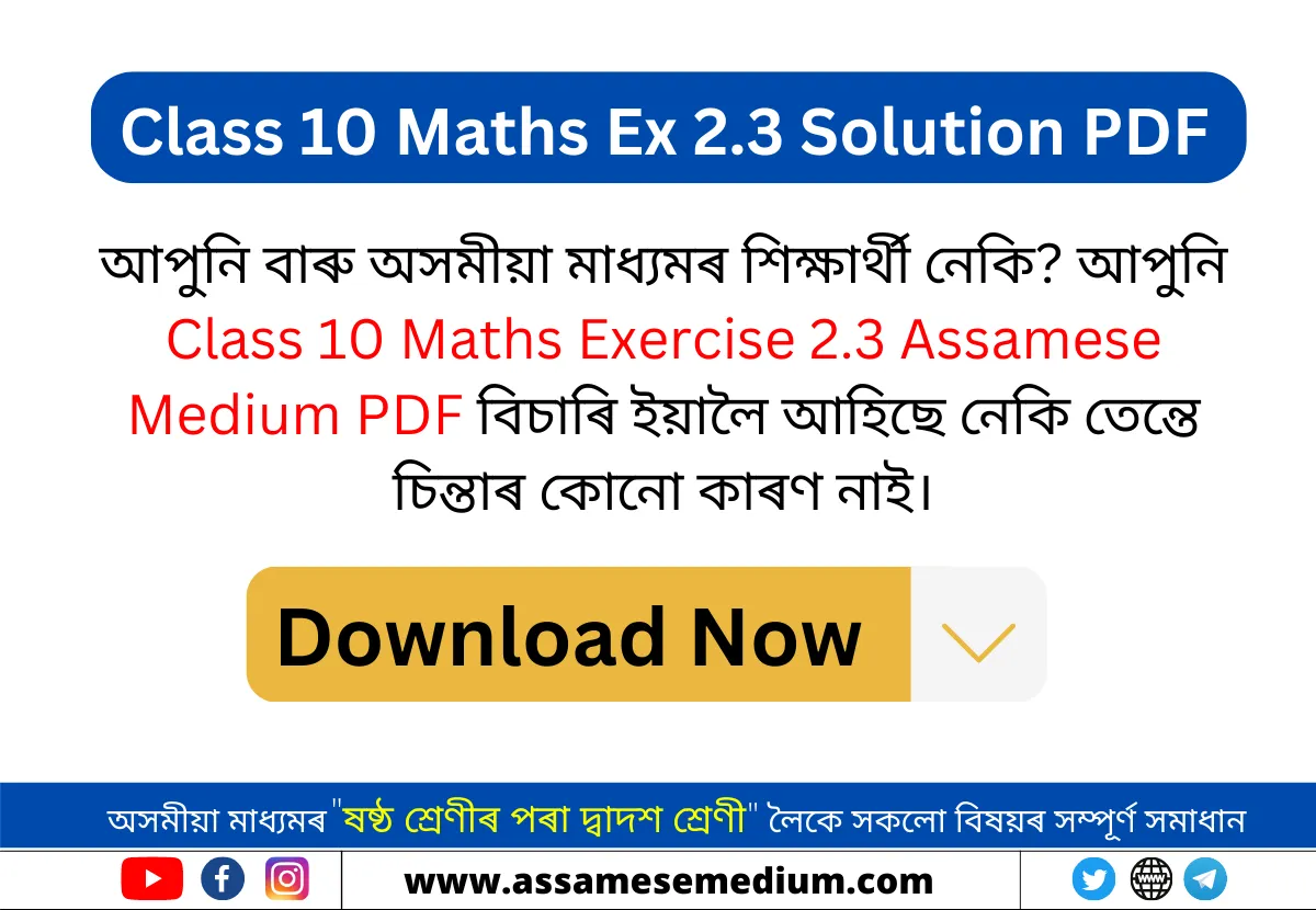 Class 10 Maths Exercise 2.3 PDF in Assamese