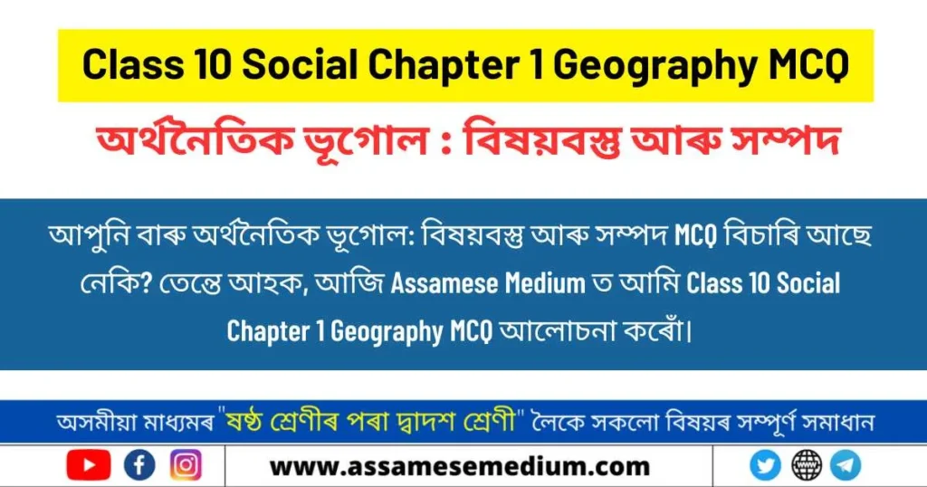 Class 10 Social Chapter 1 Geography MCQ