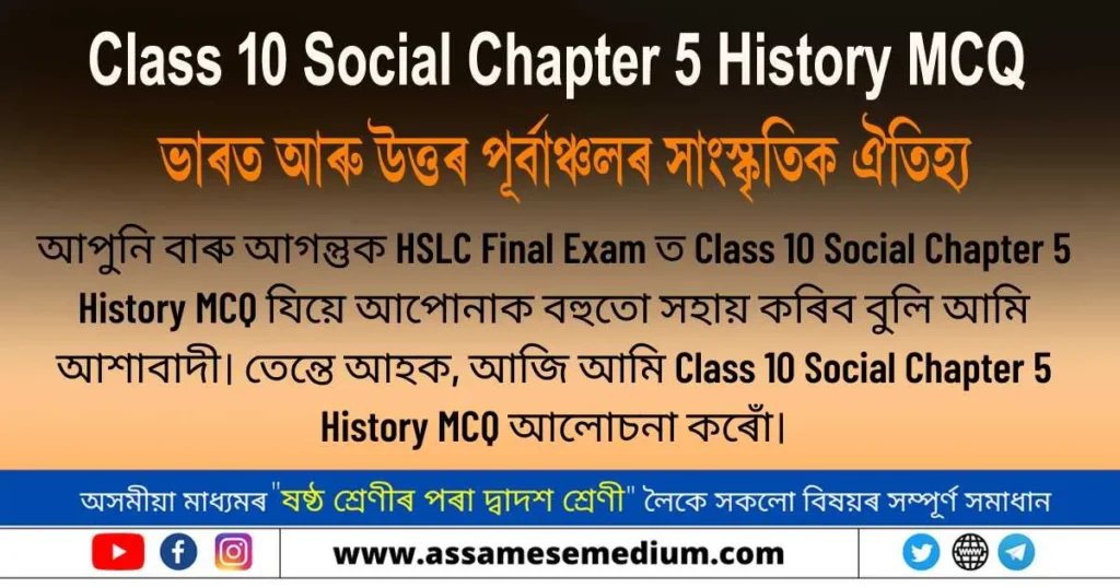 Class 10 Social Chapter 5 History MCQ